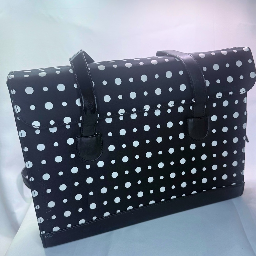 Structured Vintage Polka Dot Laptop Tablet Work Bag